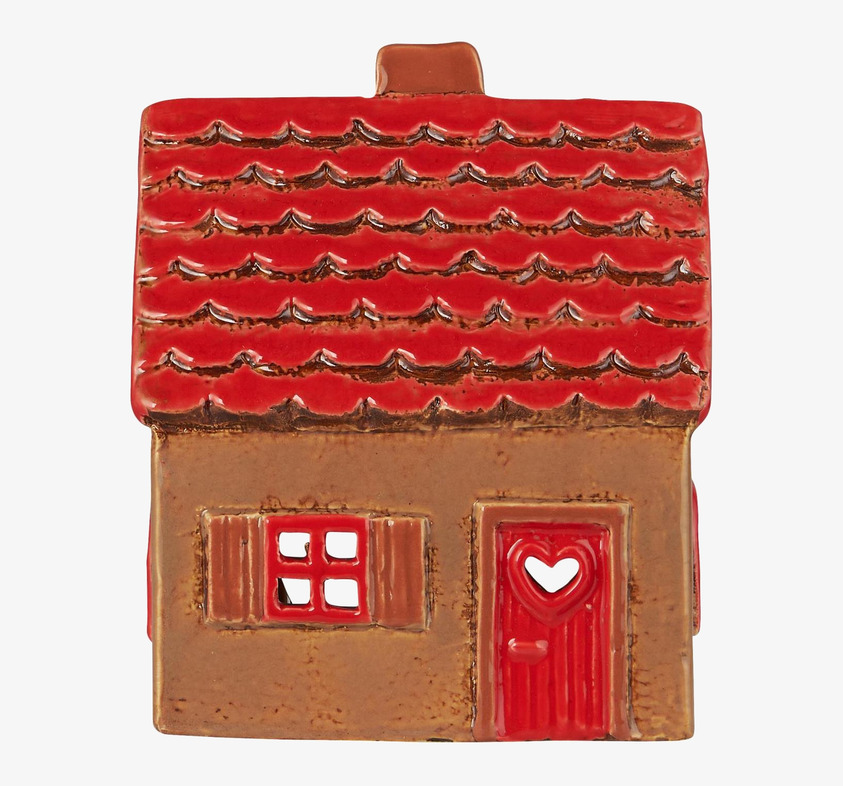 Ljuslykta Hus Brun/Röd från IB Laursen med rött tak