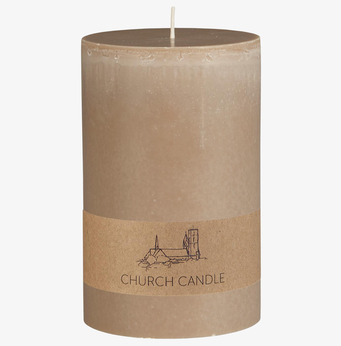 Bild av rustikt blockljus med naturnära linfärg