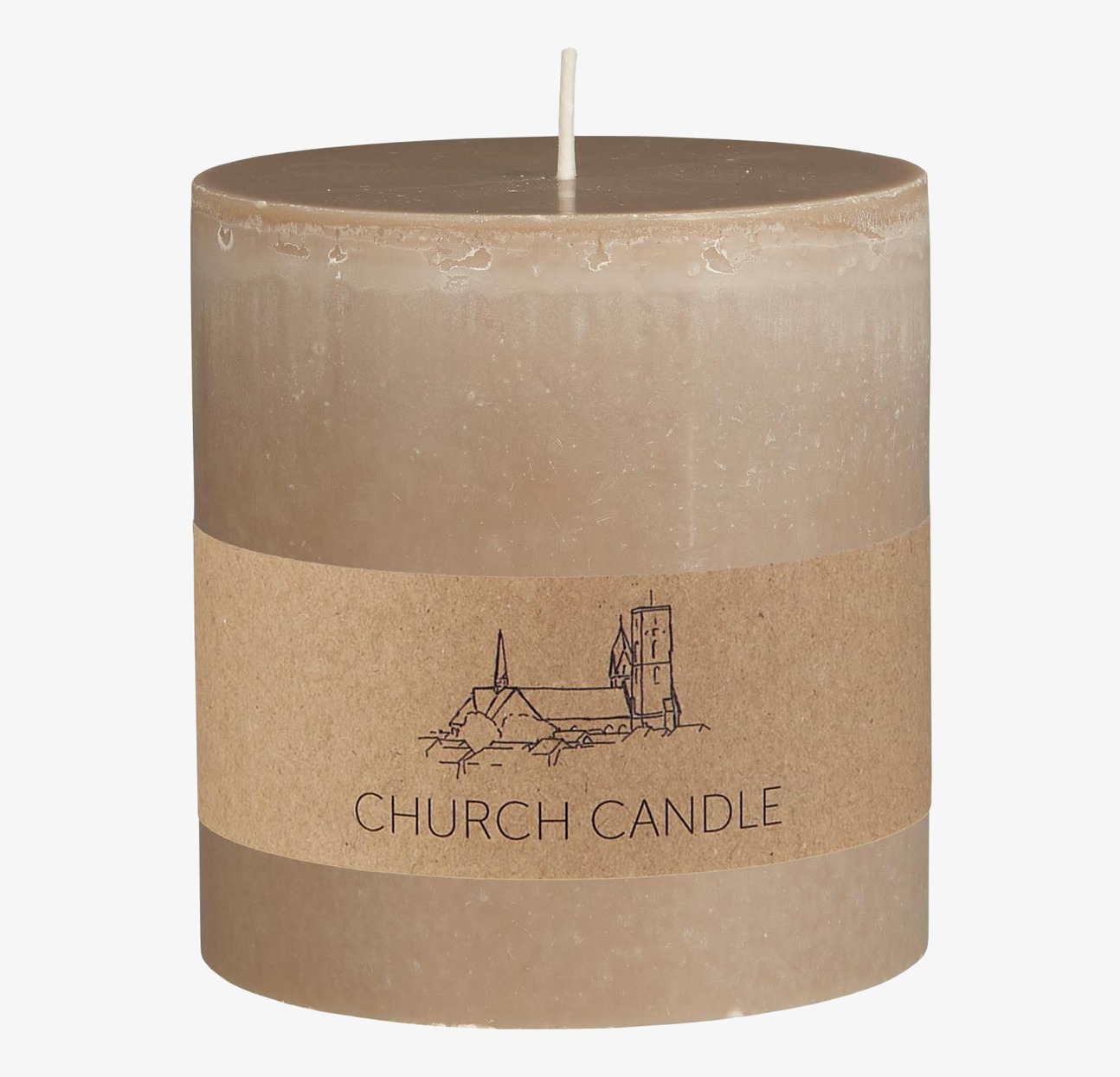 Bild av rustikt kyrkoljus med naturlig linfärg