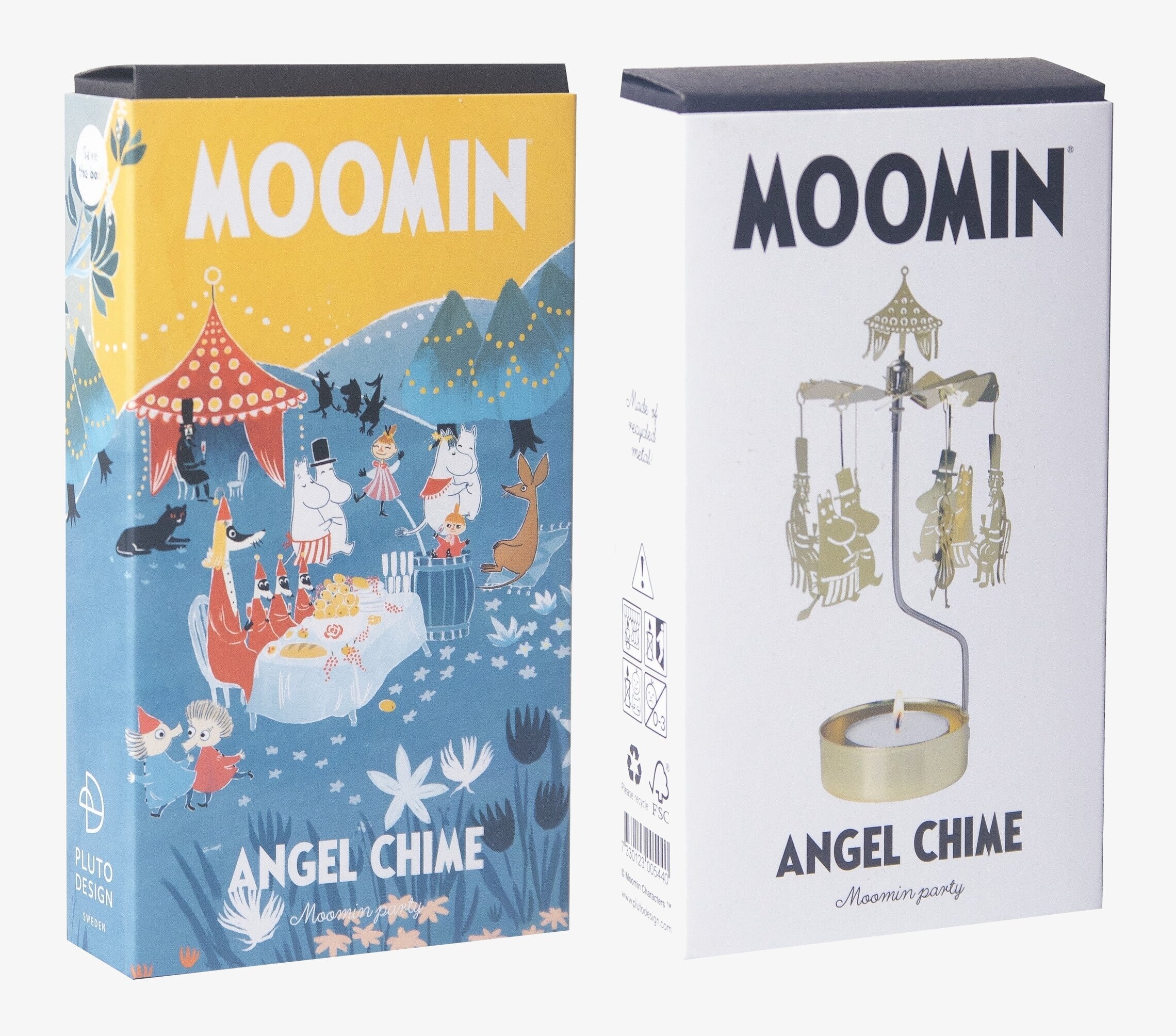 Änglaspel Moomin Party från Pluto Produkter i förpackning