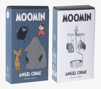 Bild av två förpackningar med Mumin-änglaspel