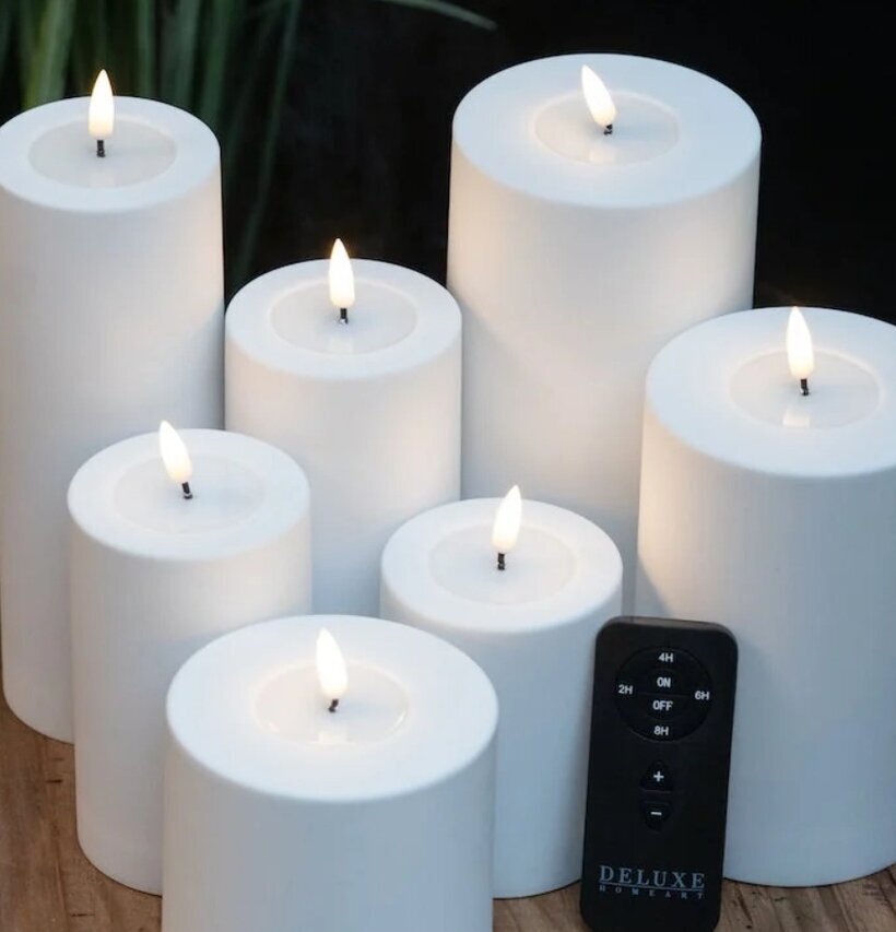 Bild av vita blockljus för utomhusbruk med fjärrkontroll