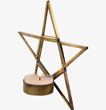 Foto av ljushållare i stjärnform med antik mässingsfinish
