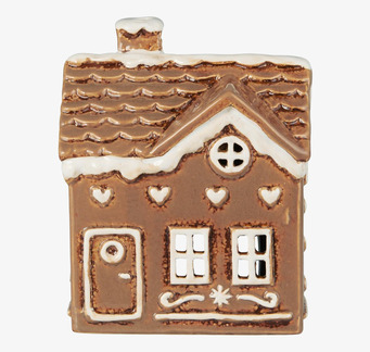 Bild av detaljrik ljuslykta i form av pepparkakshus