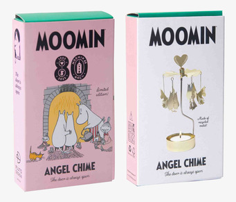 Bild av två förpackningar med Mumintrollens änglaspel