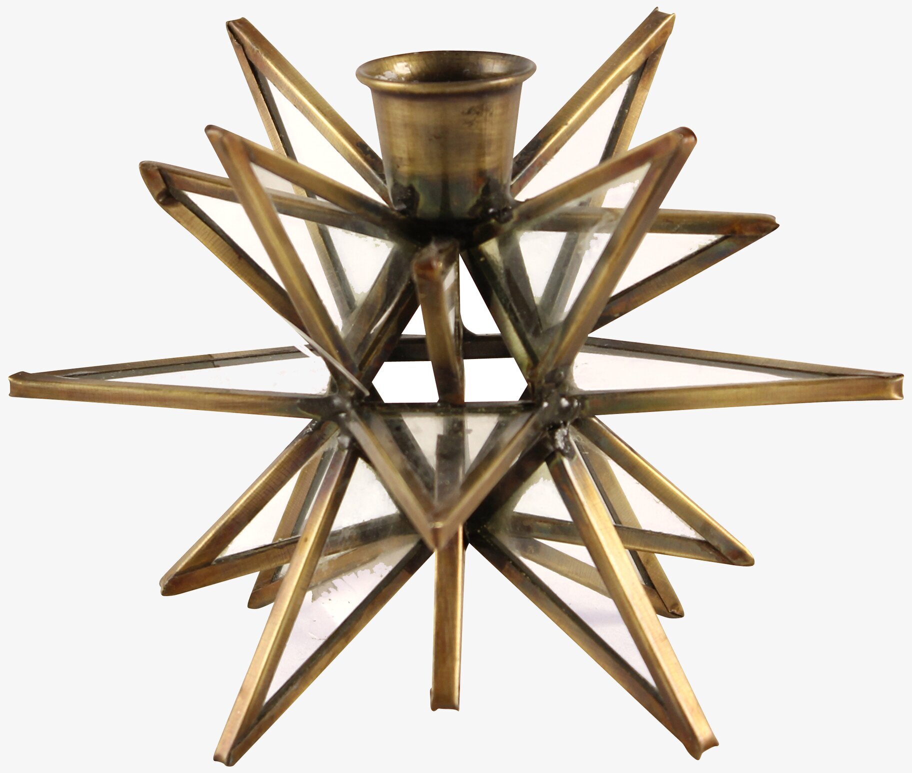 Bild av stjärnformad ljushållare i antik mässingsfärg