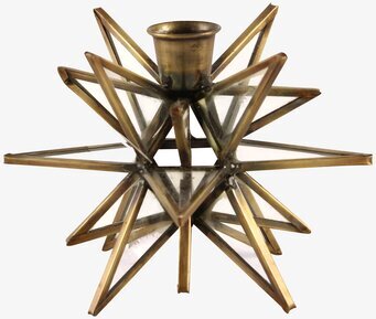 Bild av stjärnformad ljushållare i antik mässingsfärg