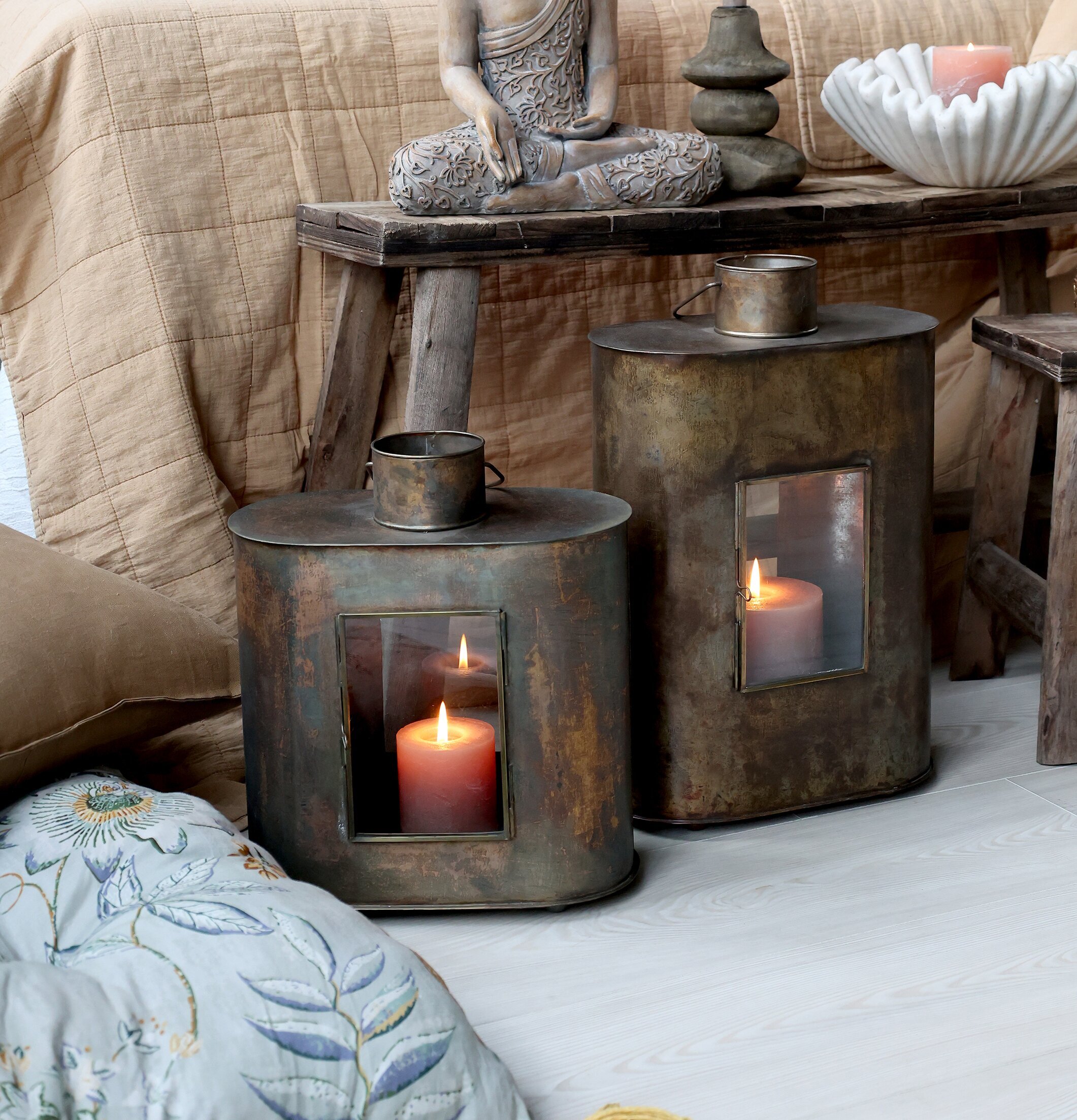 Lanterna Antik Mässing Stor Liten Chic Antique Lanternor