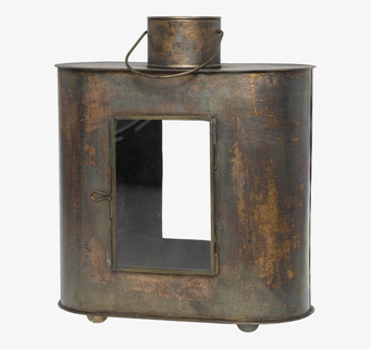 Bild av antik ljuslykta i mässing med glasdetaljer