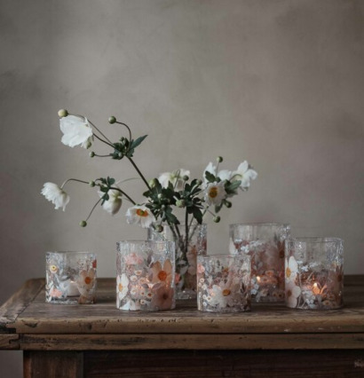 Ljuslykta Floral 10x12cm 9x10cm 8x8cm Majas Cottage Lyktor Endless Light Ljuslyktor