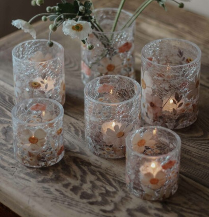 Ljuslykta Floral 10x12cm 9x10cm 8x8cm Majas Cottage Lyktor Endless Light Ljuslyktor