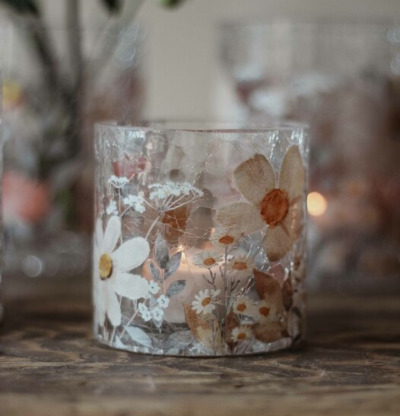 Ljuslykta Floral 8x8cm Majas Cottage Lyktor Endless Light Ljuslyktor