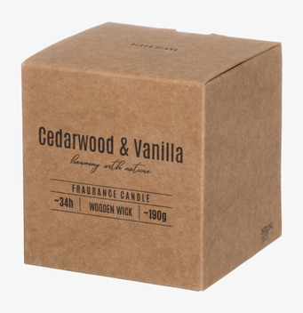 Bild av stilrent doftljus med träveke i svart glas