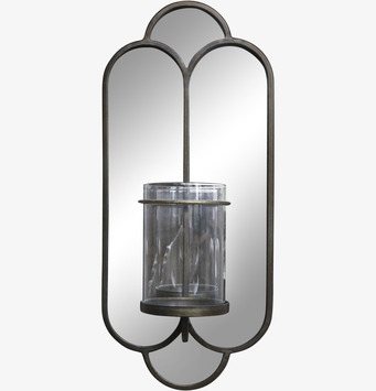 Bild av elegant väggspegel med ljusstake och design