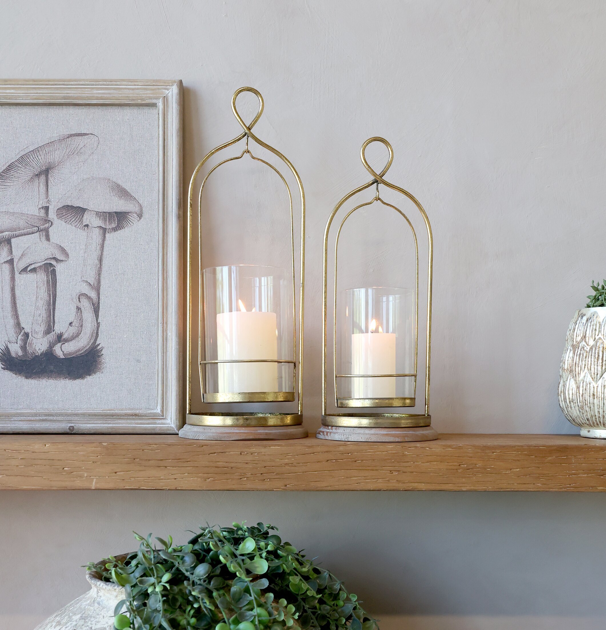 Ljusstake Hurricane Antik Mässing Stor Chic Antique Lyktor Endless Light Ljuslyktor