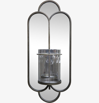 Bild av väggspegel med ljusstake för stilren inredning