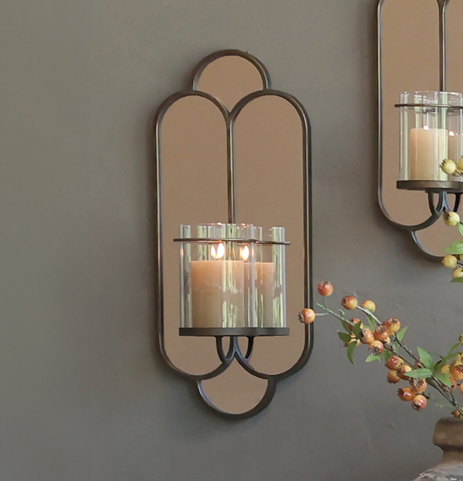 Väggspegel Med Ljusstake Chic Antique Ljusstakar Adventsstakar Ljushållare Ljushyllor