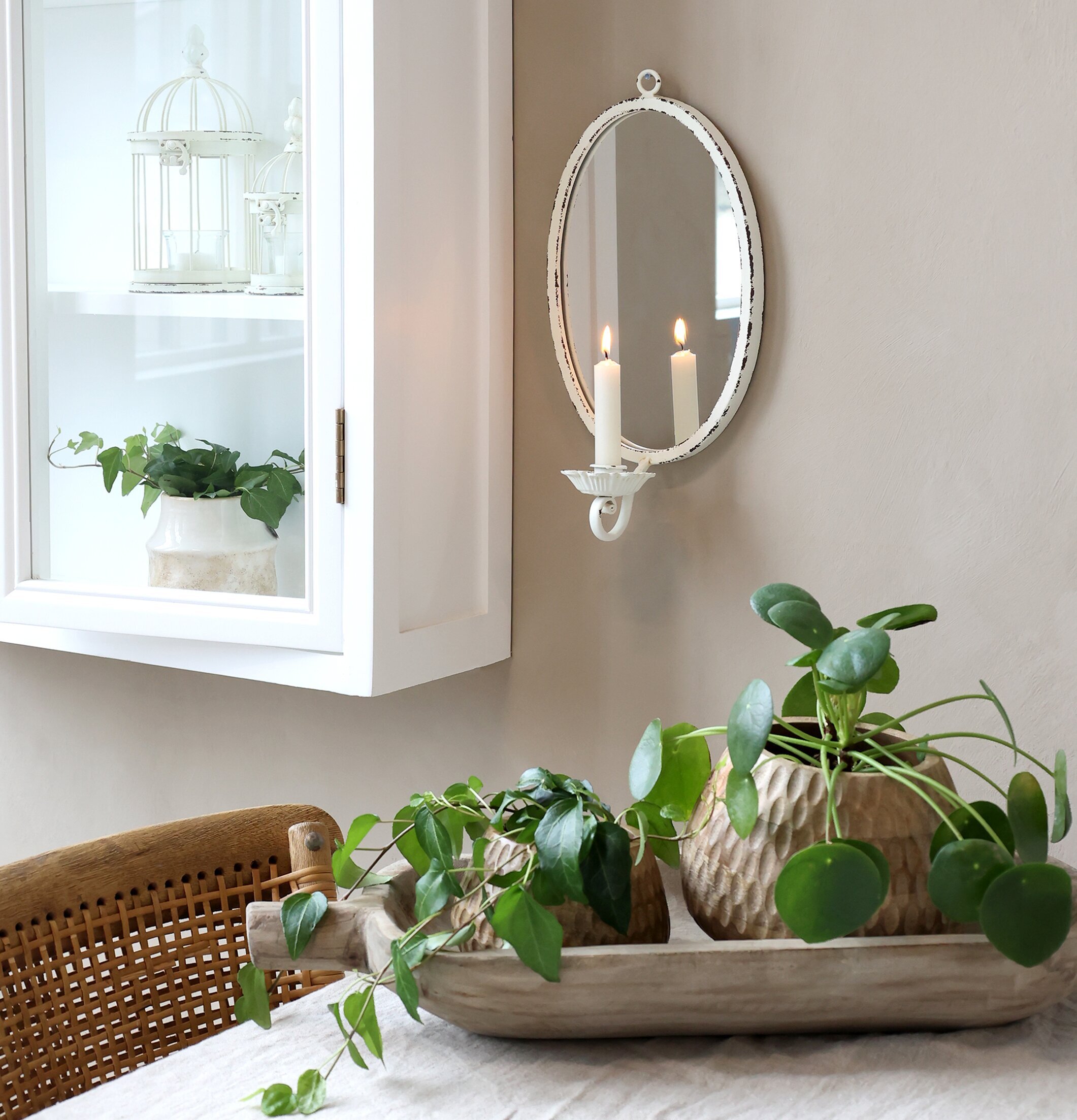 Väggspegel Med Ljushållare Chic Antique Ljusstakar Adventsstakar Ljushyllor Speglar Väggspeglar Stående speglar