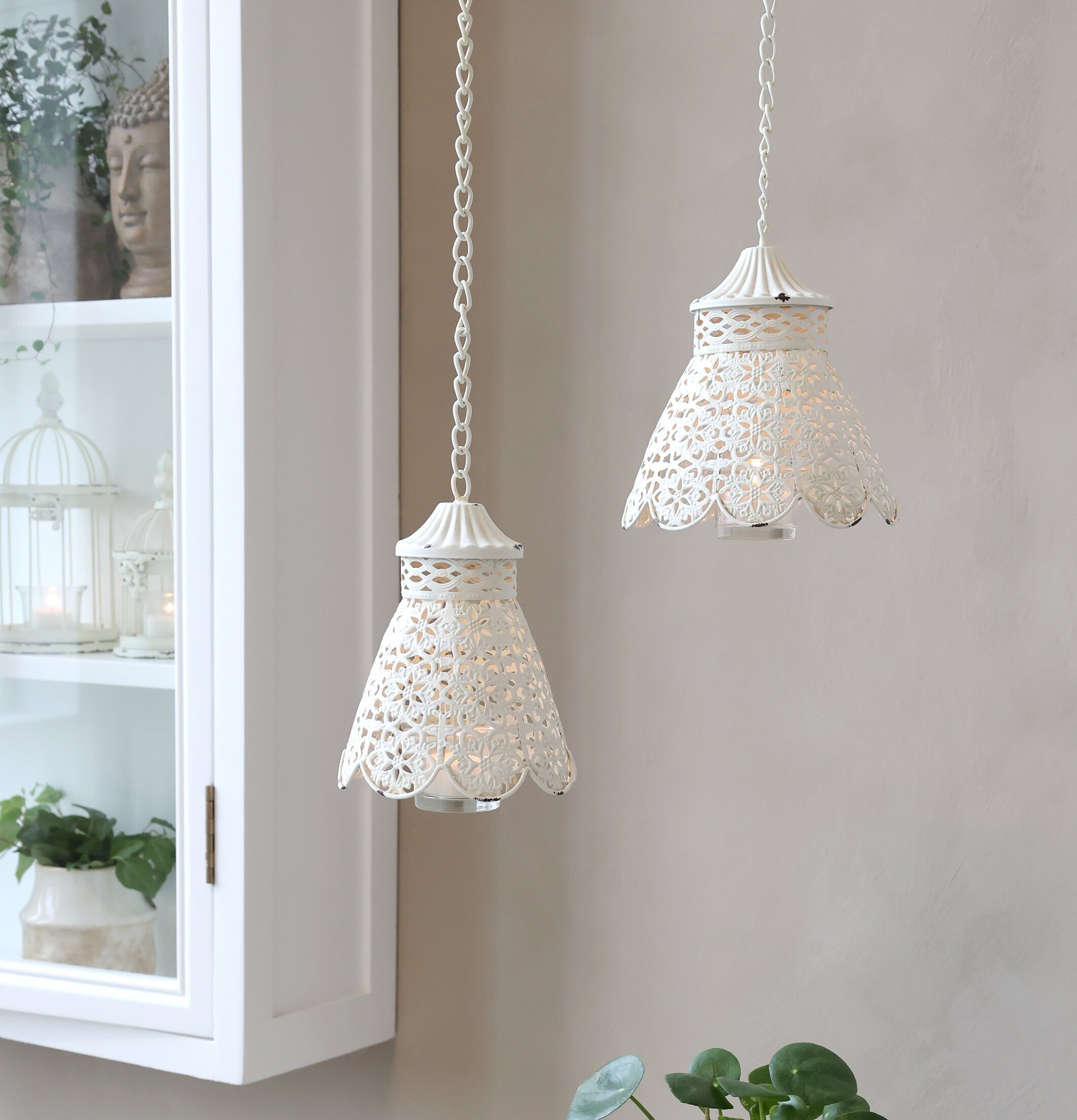 Hängande Ljusampel Antique Creme Chic Ljusstakar Adventsstakar Ljushållare Ljushyllor