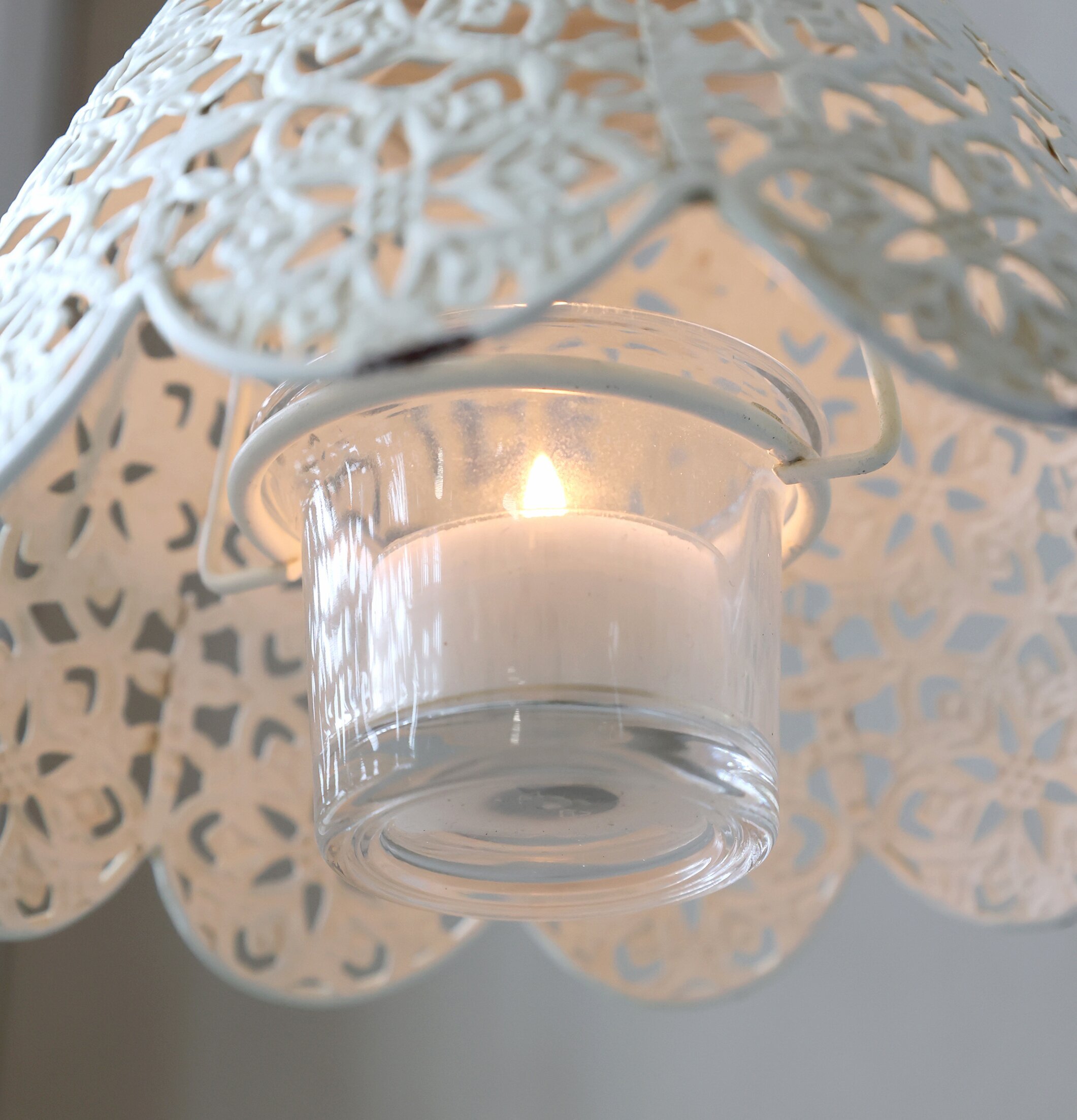 Hängande Ljusampel Antique Creme Chic Ljusstakar Adventsstakar Ljushållare Ljushyllor