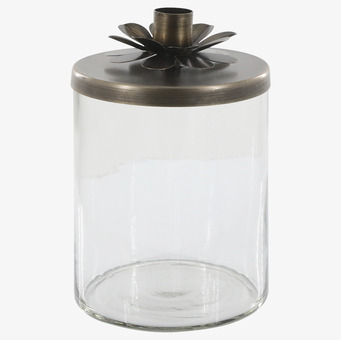 Bild av elegant ljusstake i glas och antik mässing