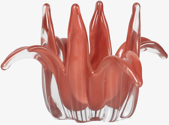 Bild av ljuslykta med unik design och djup hallonröd färg