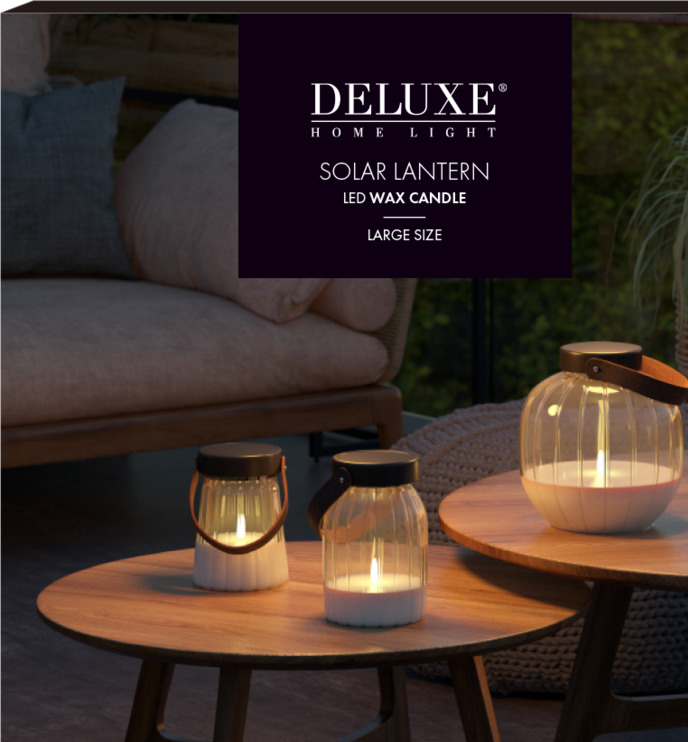 Glaslykta LED Solcell Stor Deluxe Homeart Solcellsbelysning & solcellsdekoration