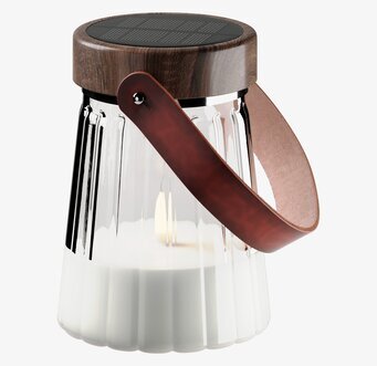 Bild av elegant glaslykta med solcell och LED-ljus