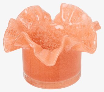 Bild av aprikosfärgad ljuslykta i glas med unik design