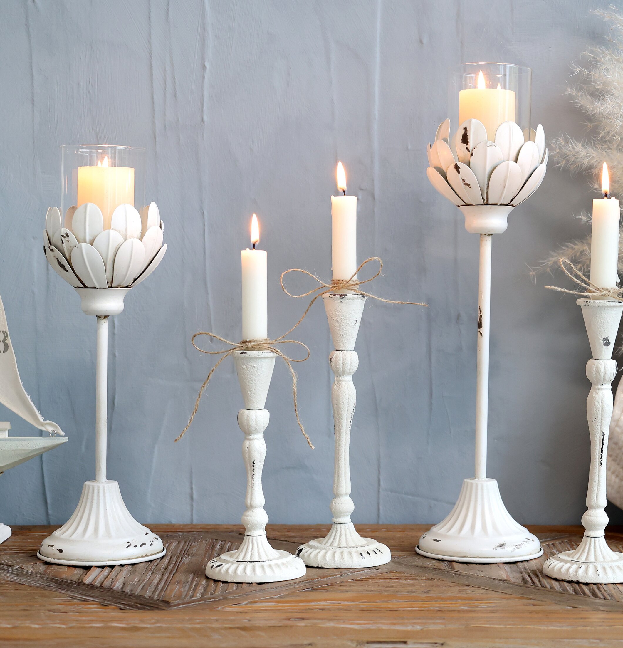 Ljusstake Antique Creme 43cm 36.5cm Chic Ljusstakar Adventsstakar Ljushållare Ljushyllor