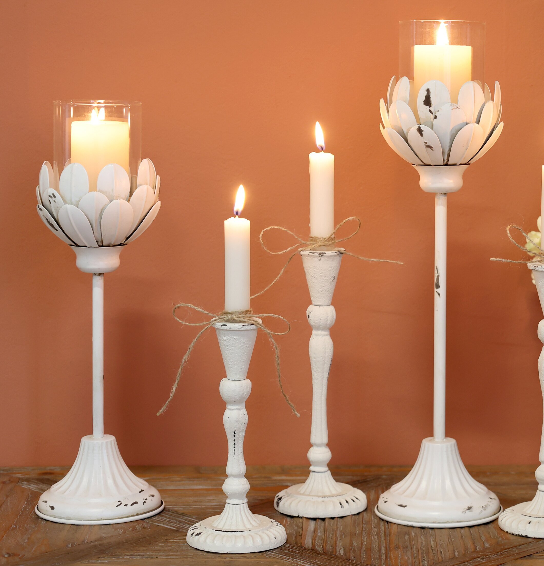 Ljusstake Antique Creme 43cm 36.5cm Chic Ljusstakar Adventsstakar Ljushållare Ljushyllor