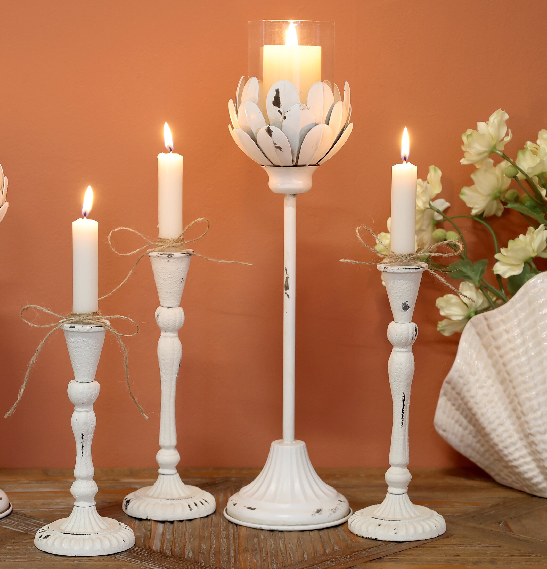 Ljusstake Antique Creme 43cm 36.5cm Chic Ljusstakar Adventsstakar Ljushållare Ljushyllor