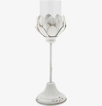 Bild av elegant ljusstake i antik crème med glascylinder