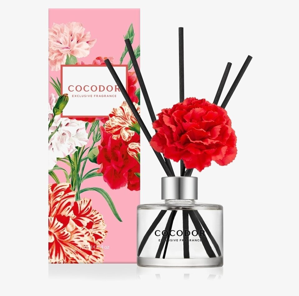 Bild av eleganta doftpinnar med nejlika och stilren design