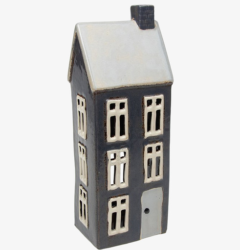 Ljuslykta Village Pottery - Tall Slate Blue House Joe Davies Lyktor Endless Light Ljuslyktor