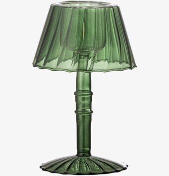 Bild av grön ljusstake för värmeljus i elegant glasdesign