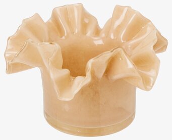 Bild av elegant beige ljuslykta med unik vågig design