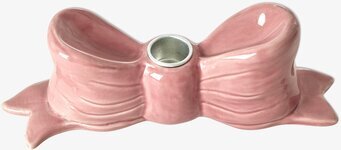 Bild av rosa rosettformad ljusstake i blank keramik