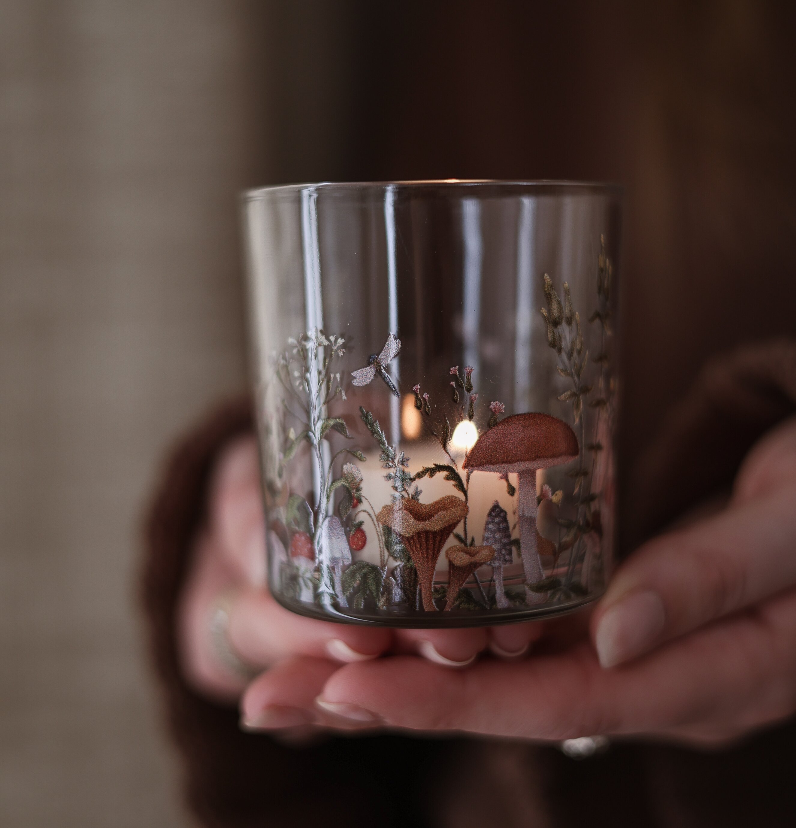 Ljuslykta Autumn Forest Liten Majas Cottage Lyktor Endless Light Ljuslyktor