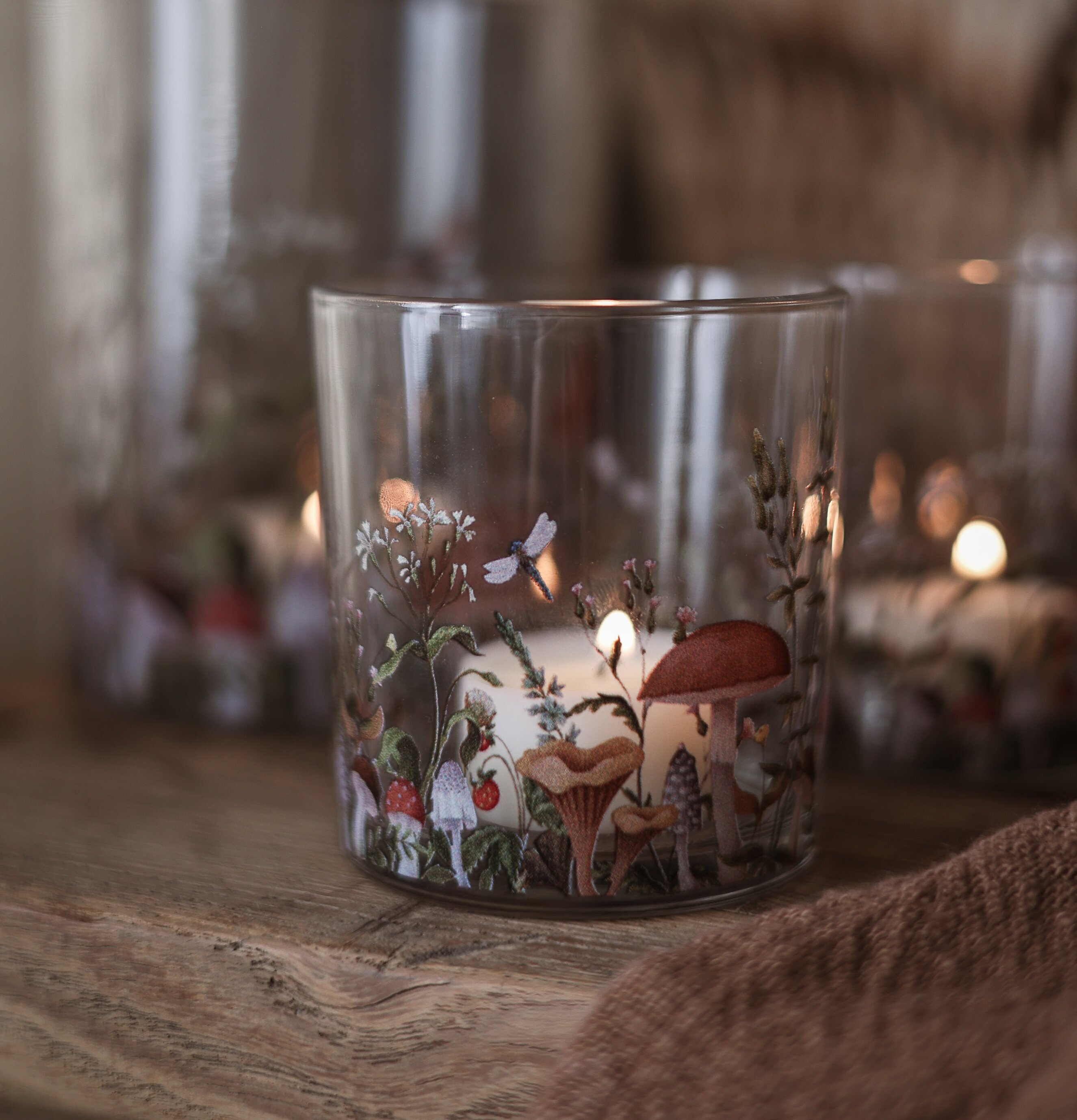 Ljuslykta Autumn Forest Liten Majas Cottage Lyktor Endless Light Ljuslyktor