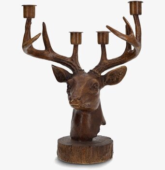Bild av ljusstake format som hjorthuvud med fem ljushållare