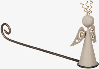 Bild av stilren ljussläckare formad som ängel i hamrad plåt