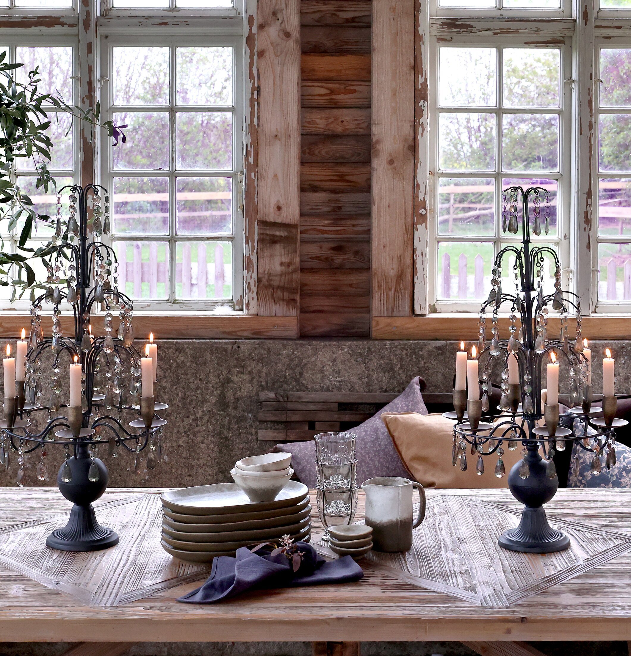 Fransk Ljusstake Med Prismor Antiksvart Chic Antique Ljusstakar Adventsstakar Ljushållare Ljushyllor