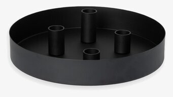 Bild på modern svart ljusstake med fyra runda ljushållare