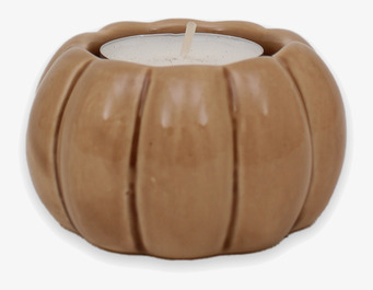 Bild av pumpainspirerad ljuslykta i nougat med värmeljus