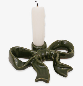 Bild av grön rosettformad ljusstake i glaserad keramik