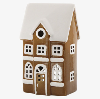 Bild på dekorativ ljuslykta hus i vintrig klassisk design