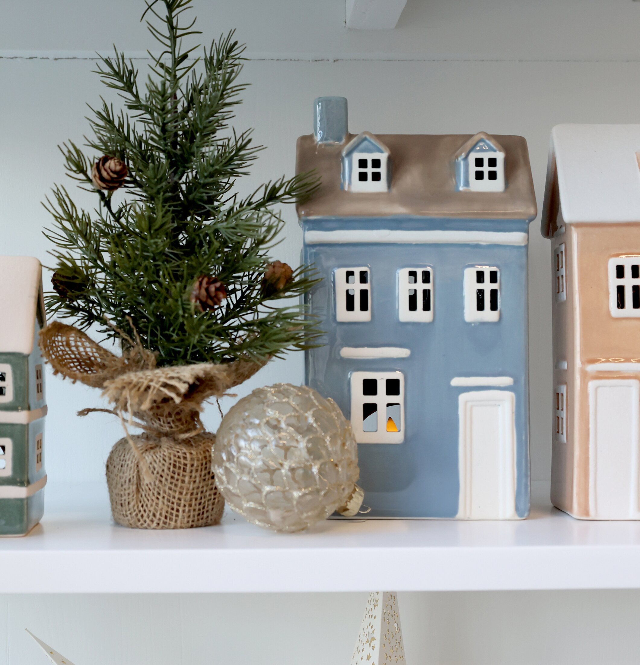 Ljuslykta Hus Chamonix Sky Blue Chic Antique Lyktor Endless Light Ljuslyktor