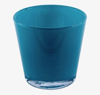 Bild av smaragdgrön ljuslykta i glas med elegant design