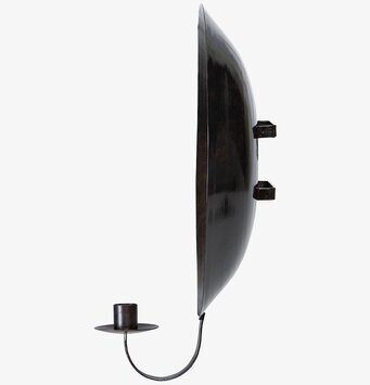 Bild av stilren vägglampett i grå blank metall med bågform